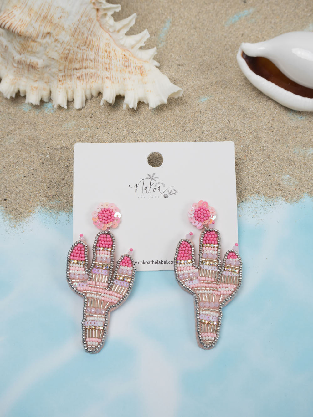 Cactus Beaded Earrings – Pink