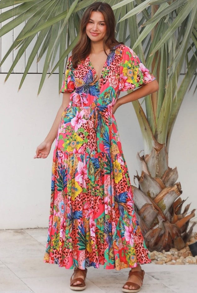 Rio Wildflower Wrap Maxi Dress