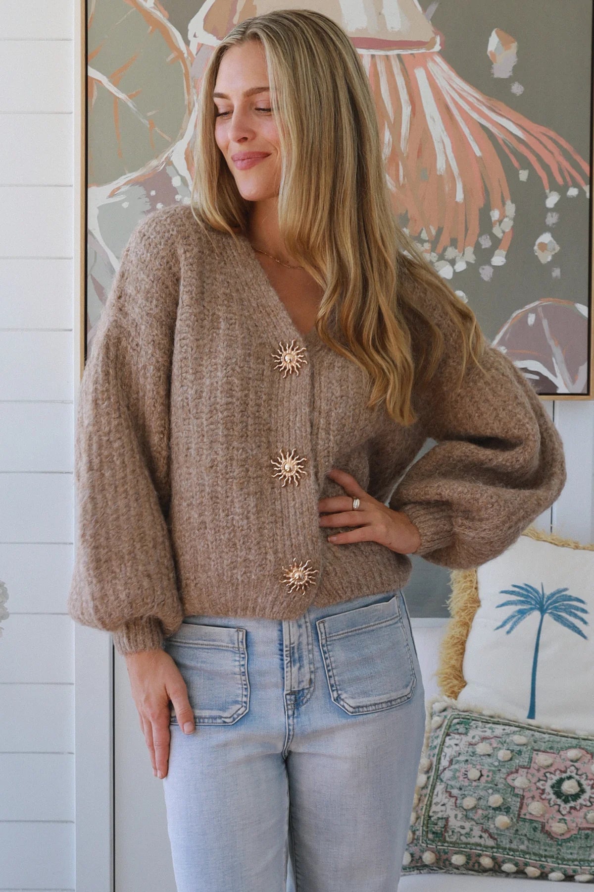 Golden Glow Button Cardigan