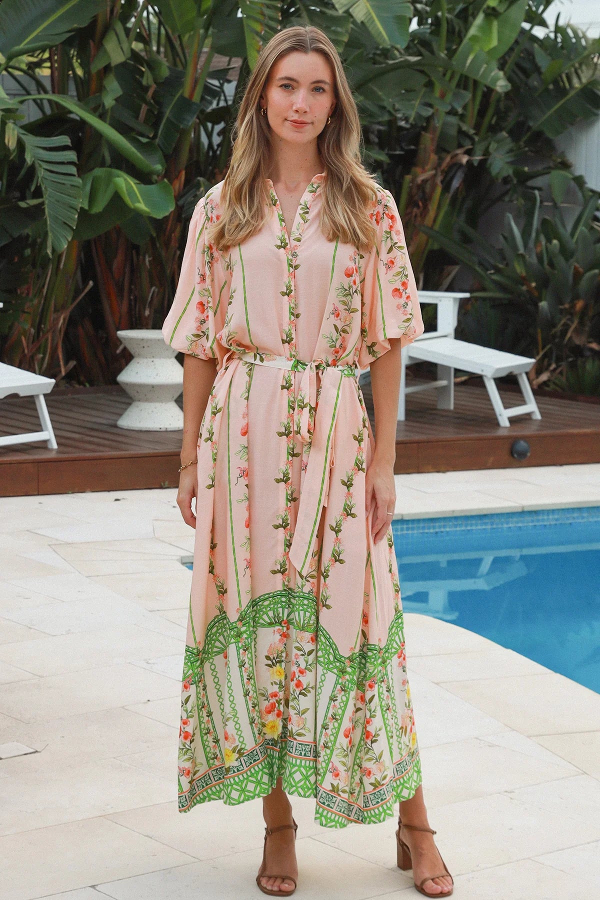 Salty Palm – Floral Border Maxi Dress