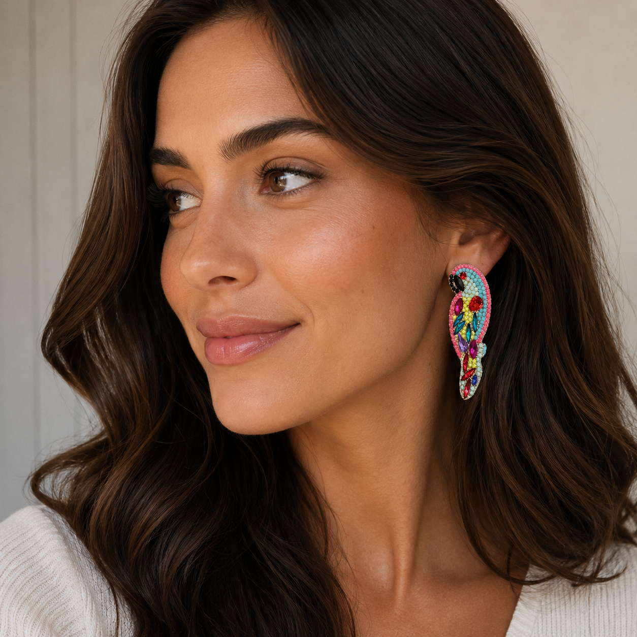 Parrot Beaded Rhinestone Earrings – Multi colour