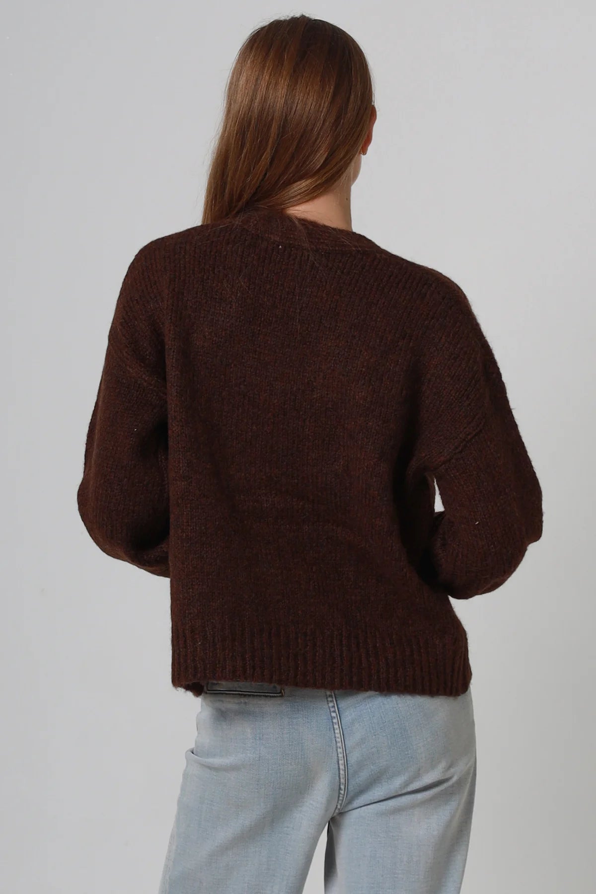 Celeste Jewel Button Cardigan – Chocolate