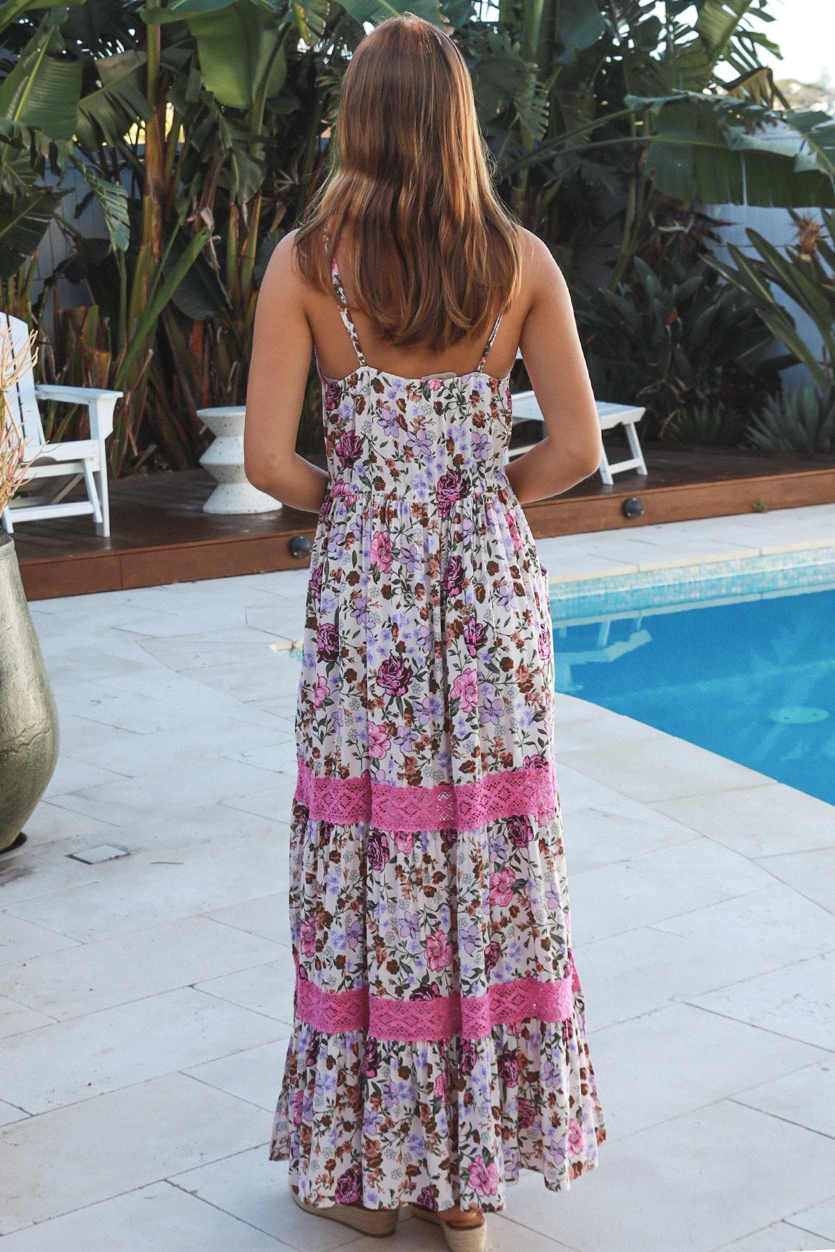 Blossom Tiered Maxi Dress – Pink