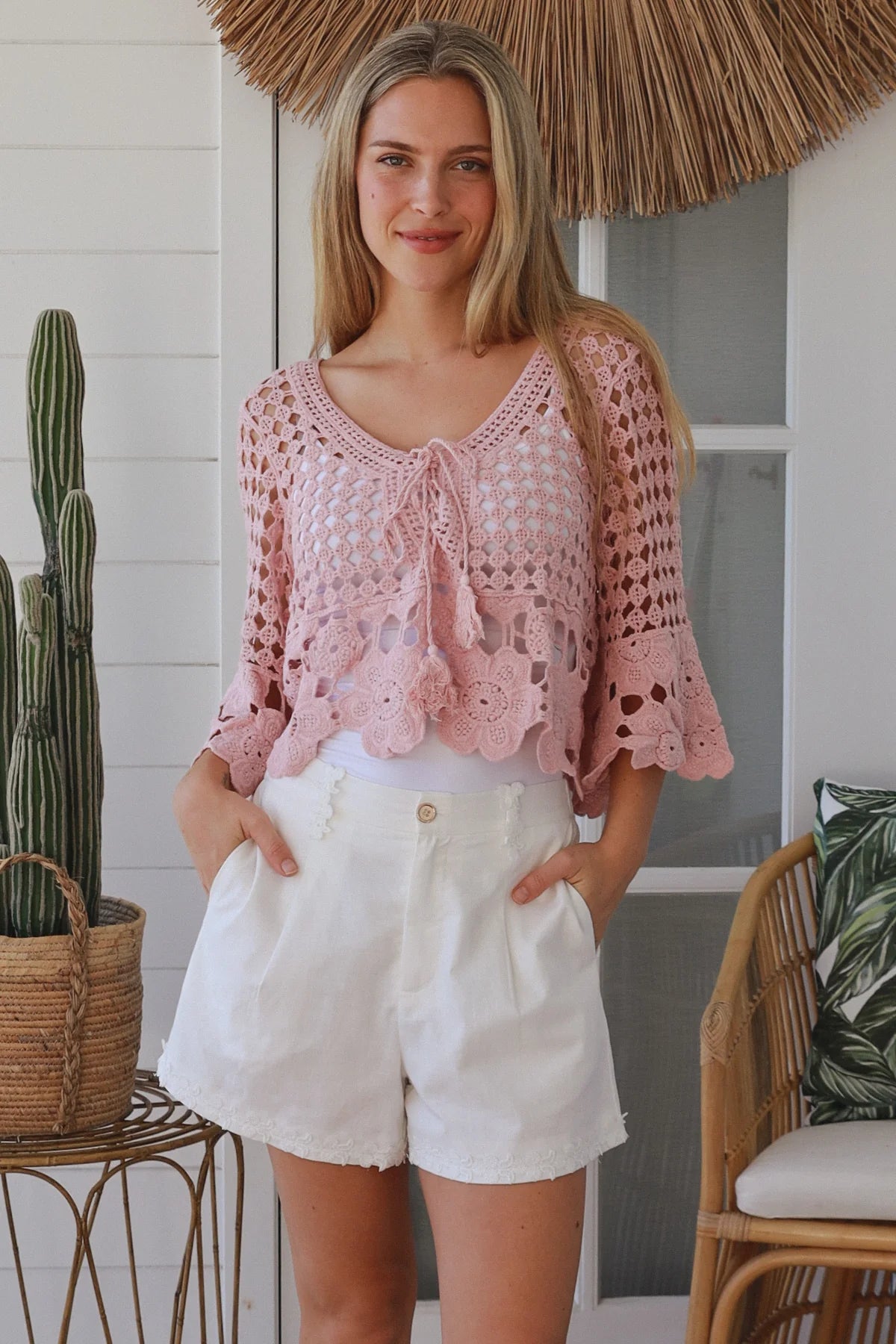 Rosalie Crochet Bloom Tie Top