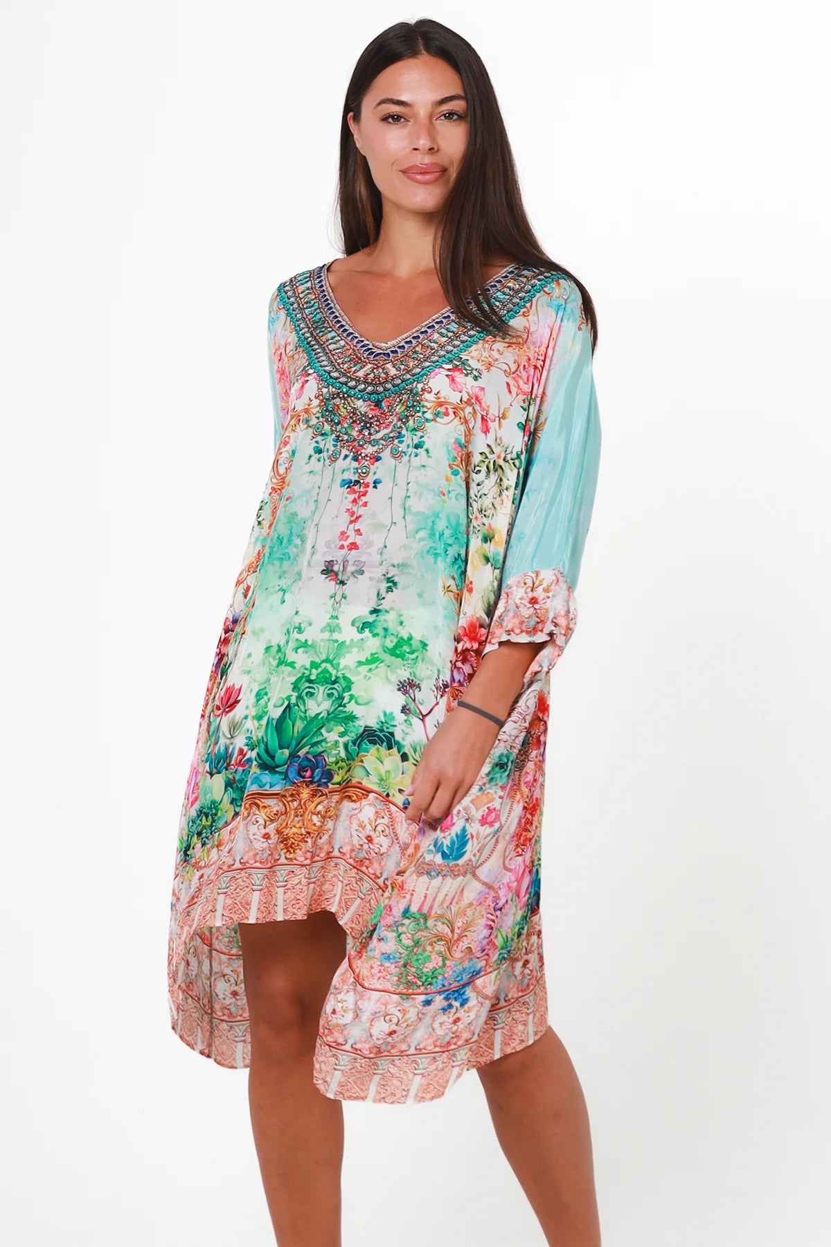 Peacock Feather Azure Garden Dress