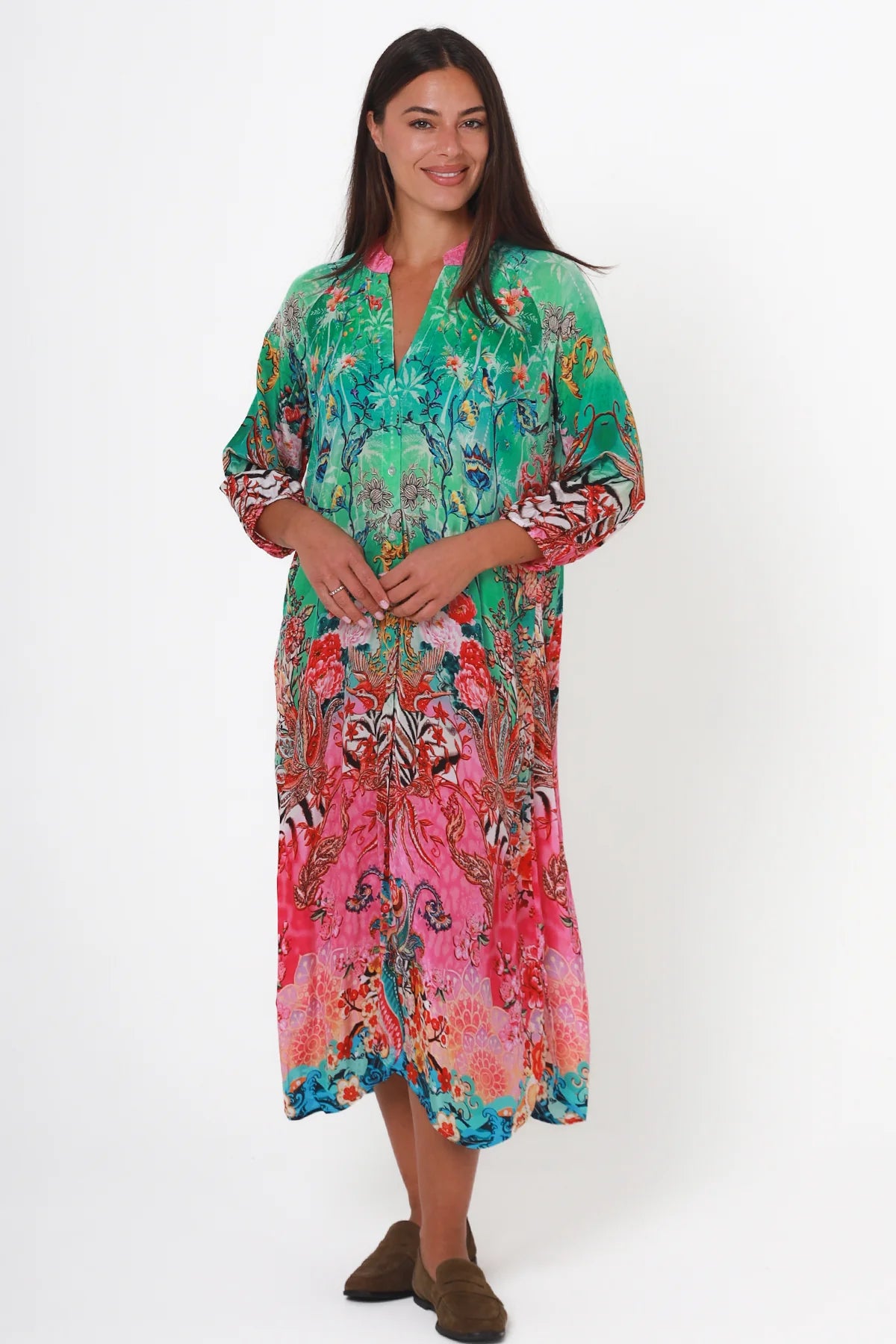 Emerald Bloom Maxi Dress