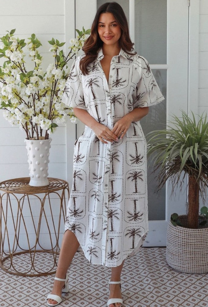 Bungalow Palm Dress – Coffee