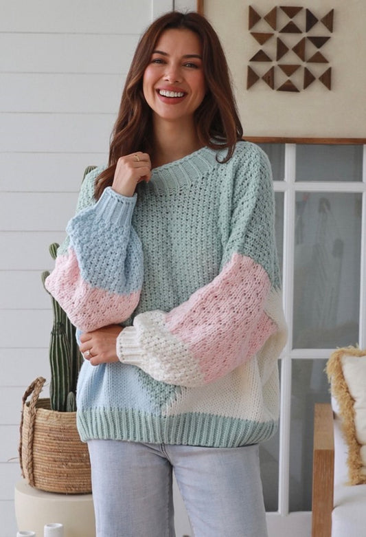 Blush Sky Colour Block Sweater