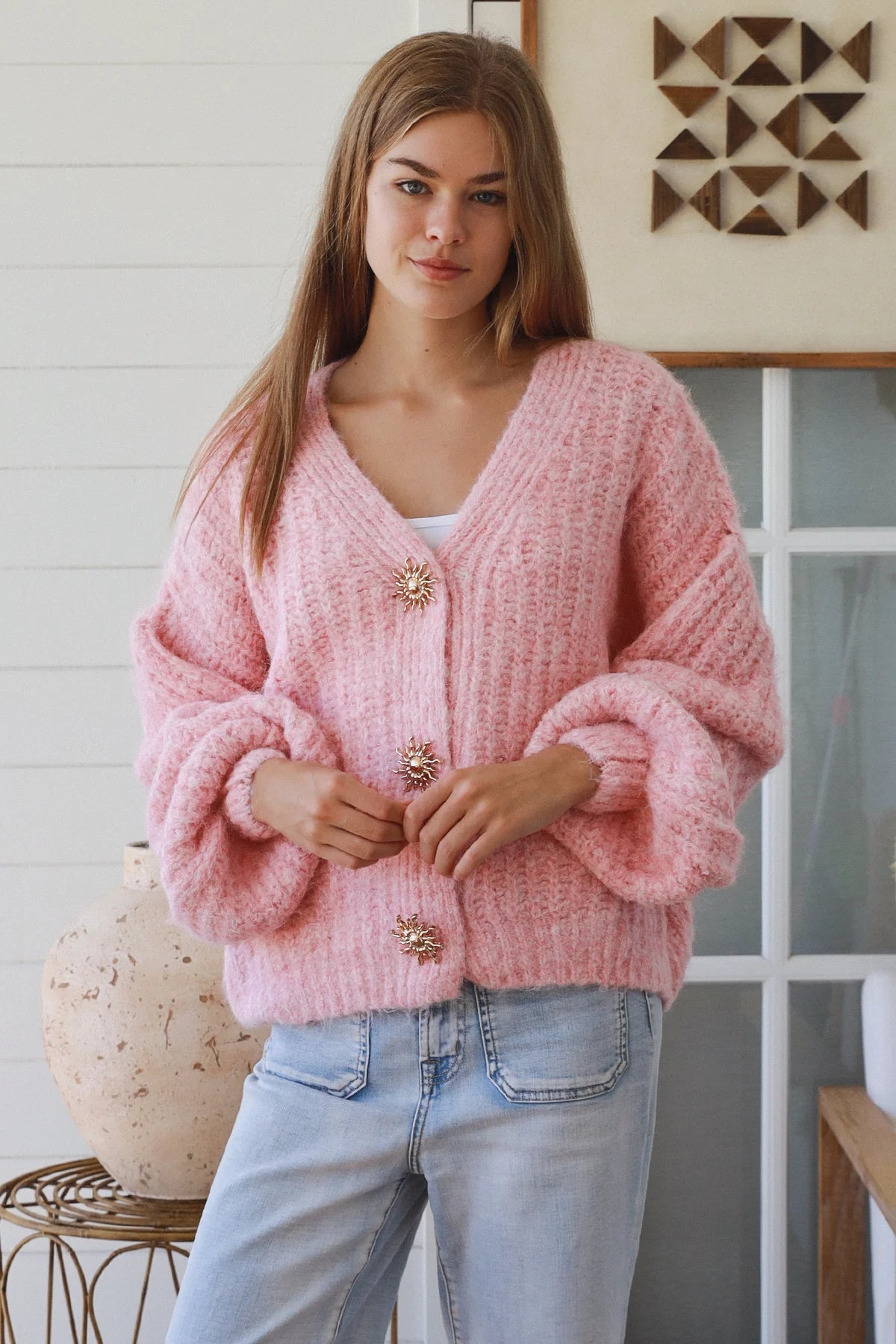 Blush Glow Button Cardigan