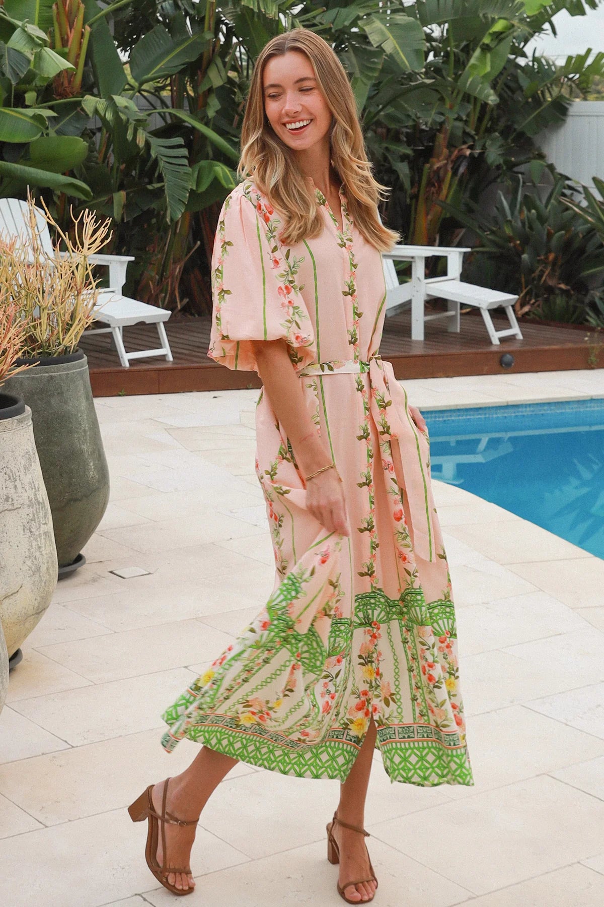 Salty Palm – Floral Border Maxi Dress