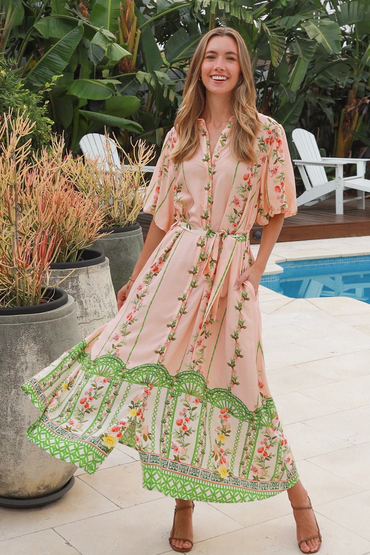 Salty Palm – Floral Border Maxi Dress