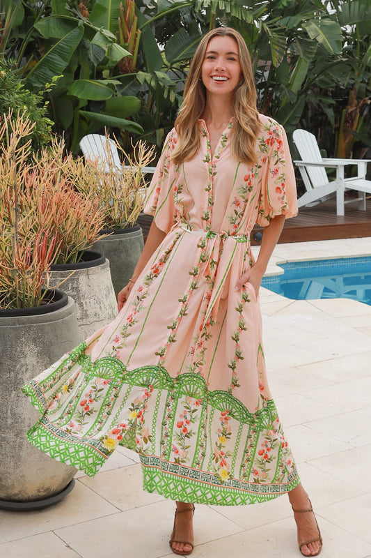 Salty Palm – Floral Border Maxi Dress