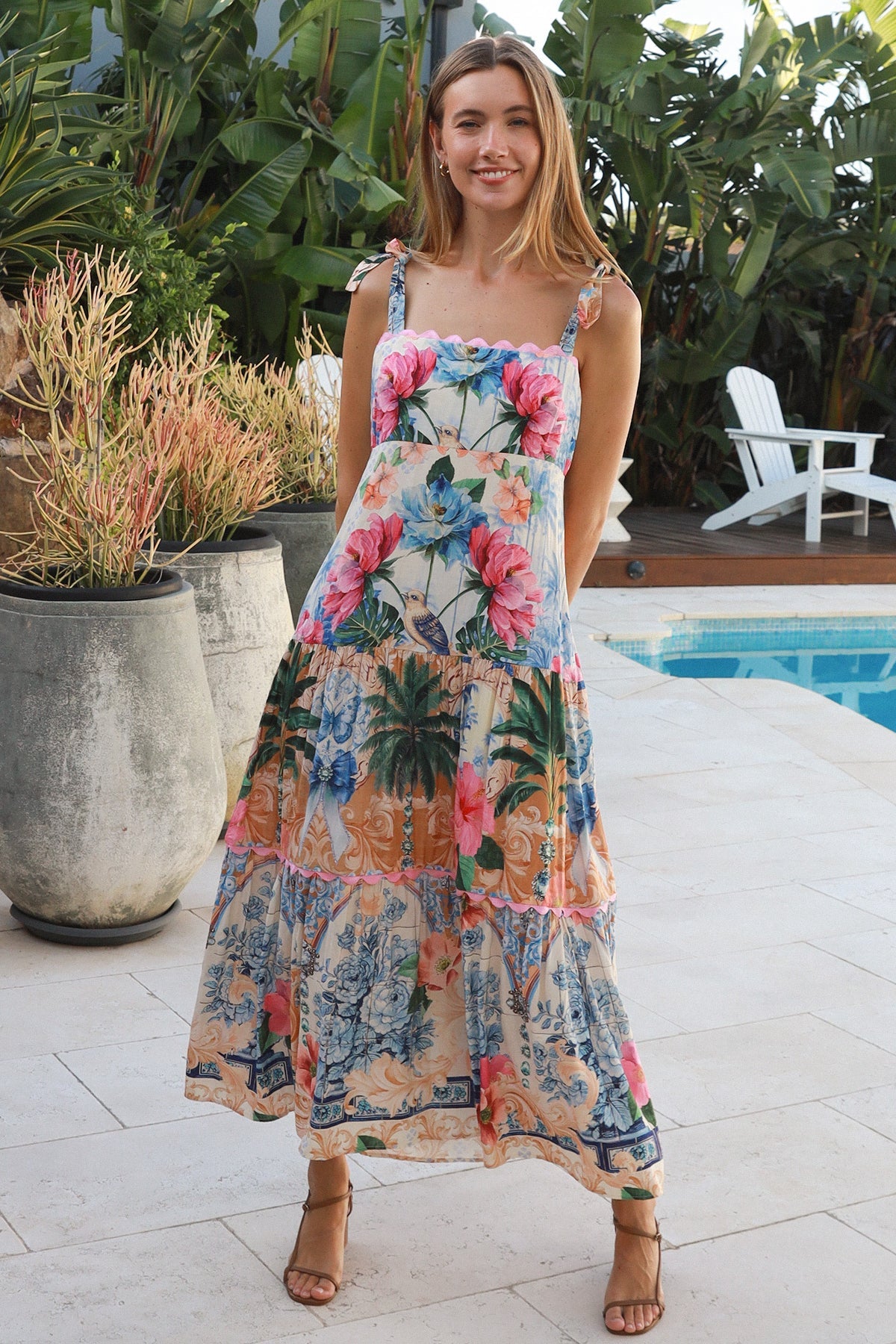 Phoebe Bloom & Bird Maxi Dress