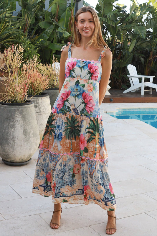 Phoebe Bloom & Bird Maxi Dress